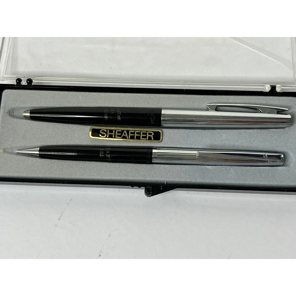 Sheaffer Black and Silver Pencil‎ 202 and Pen 203 Set In Case
